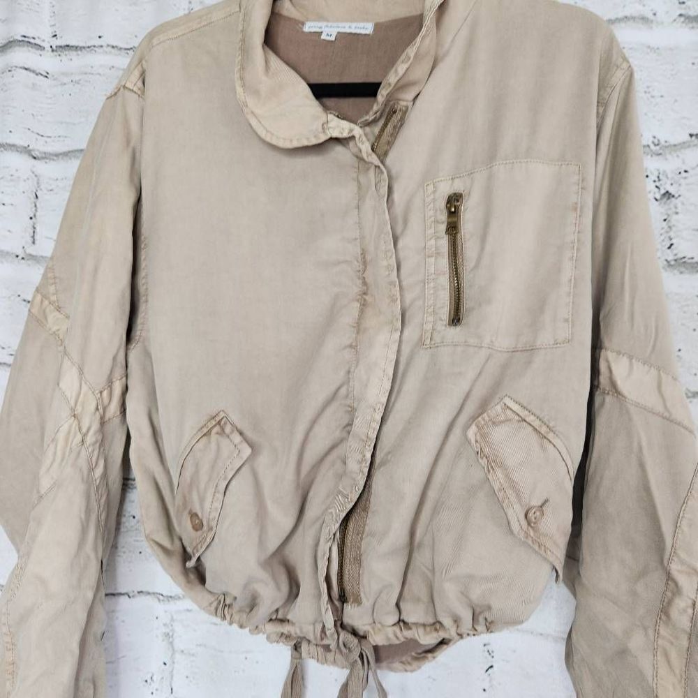 Young Fabulous & Broke Khaki Clara Drawstring Utility Jacket Bomber Full Zip M - Picture 3 of 16